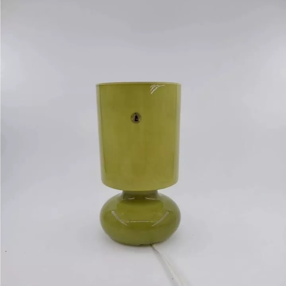 Vintage Handmade glass moss green IKEA Lykta mushroom table lamp